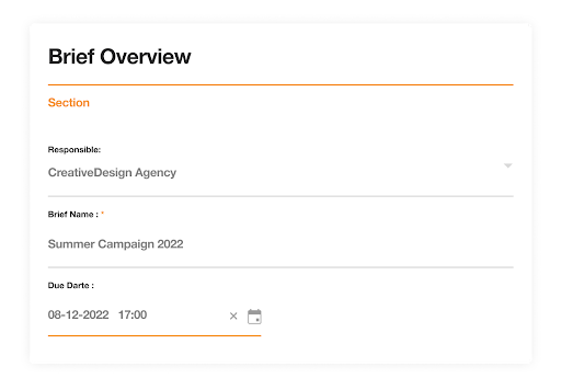 Create Brief Create Brief overview screen